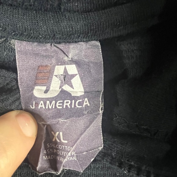 CAT Caterpillar Black Pullover Hoodie Sweatshirt Mens XL Textured Logo - Picture 3 of 5